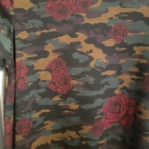 Lularoe Carly Dress army pattern with red roses
